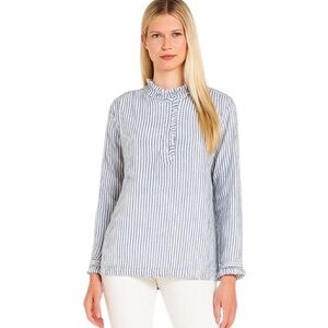 Sundry Ruffled Top Sz 4-6 Oversized Nautical Gauzy Coastal Preppy lightweight